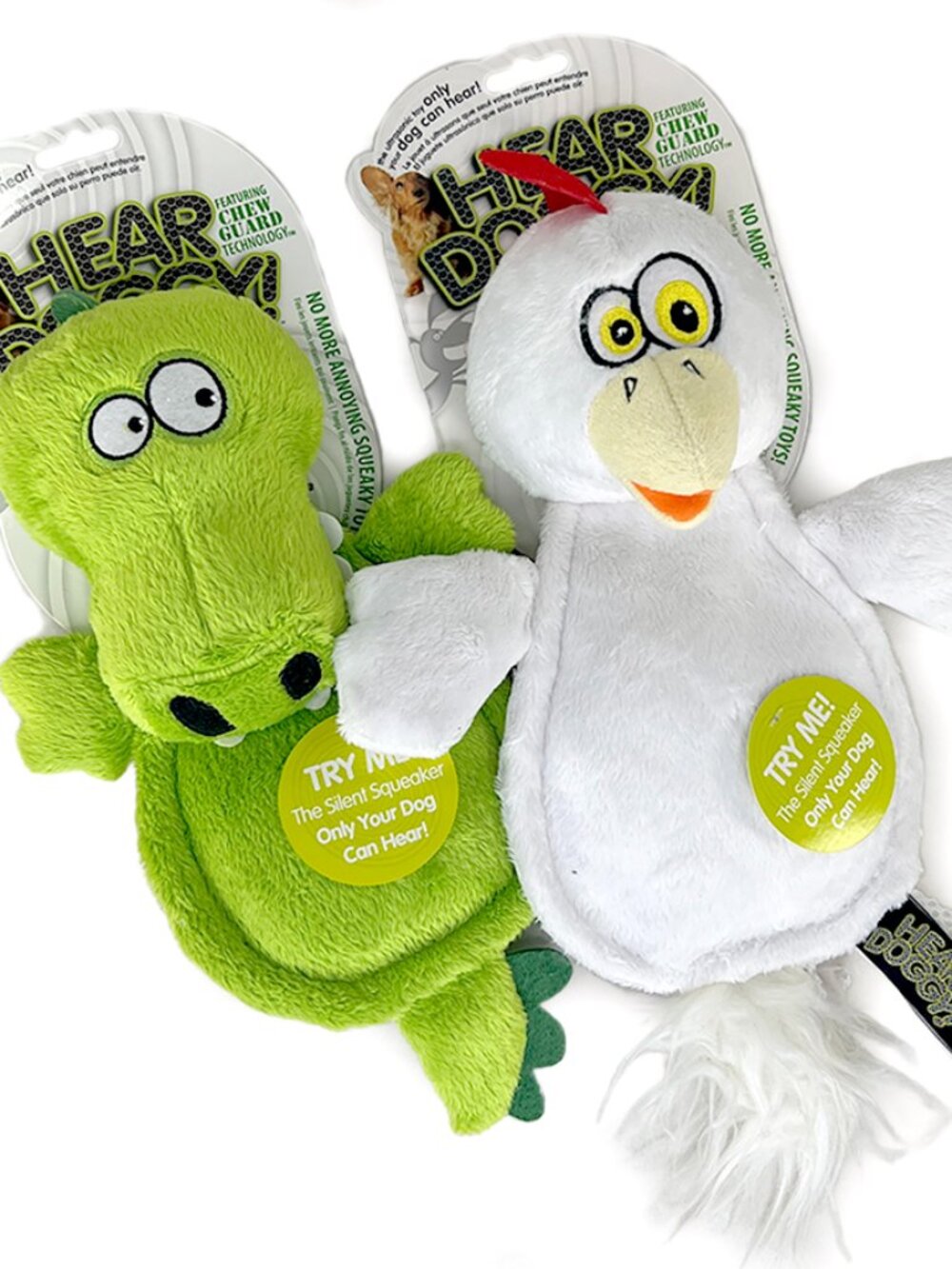 Hear Doggy Gator and Chicken Silent Squeaker Dog Toys- 2
